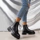 thumbnail image 3 of NECHOLOGY Botas Mujer Adulto Femenino Zapatos Botines para mujer Zapatos de mujer Moda Suela gruesa Medias botas de manga larga Botas de nieve cálidas de felpa para exteriores (Black, 6.5), 3 of 6