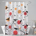 thumbnail image 1 of Elegant Halloween Shower Curtain Red & Orange Moons, Bats, 1 of 5