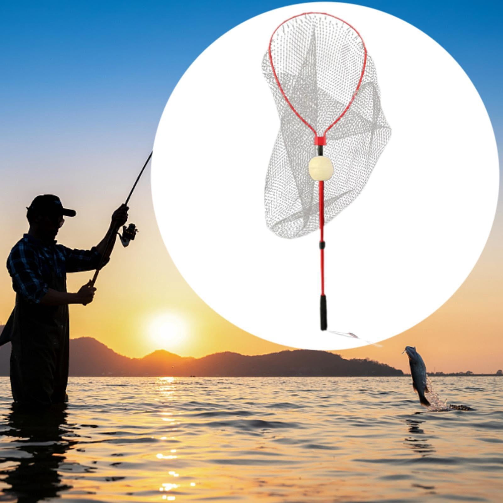 GARENDE Fishing Net Landing Net Extendable Telescopic Handle Lightweight Mesh Net Fishes Catching Releasing Net for Catfish Dragonfly Double Section