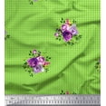 thumbnail image 1 of Soimoi Green Rayon Crepe Fabric Leaves,Artistic Floral & Check Decor Fabric Printed BTY 46 Inch Wide, 1 of 3