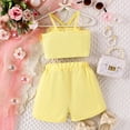 thumbnail image 3 of WBQ Girl's 2 Piece Outfits 3d Flower Rib Knitted Sleeveless Camisole Top and Shorts Set, 3 of 7