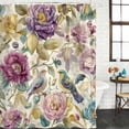 thumbnail image 2 of Spring Flowers Shower Curtain, Waterproof Shower Curtains for Bathroom, Farmhouse Botanical Blossom Floral Birds Washable Fabric Bathtub Curtain Set Bath Decor with 12 Hooks Extra Long 72"x96", 2 of 8