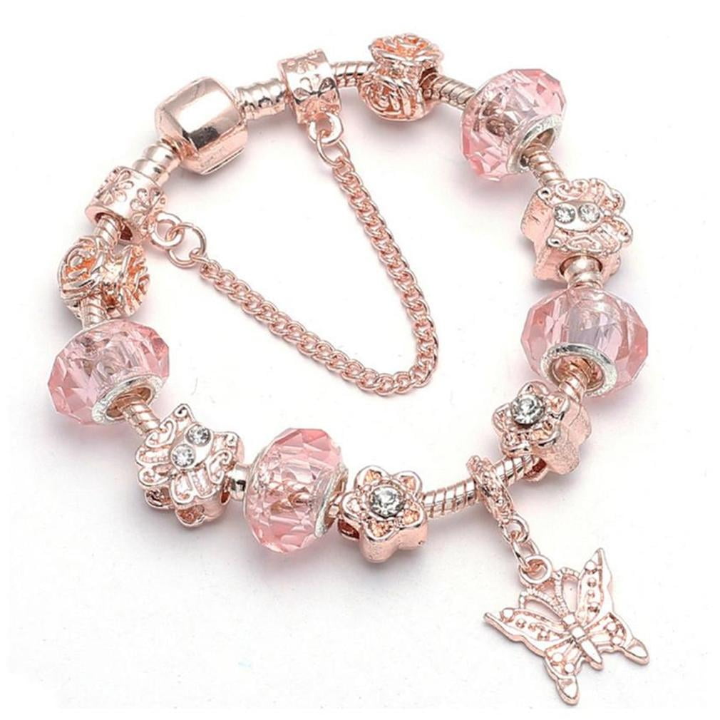 18K Rose Gold Plated Pink Crystal 