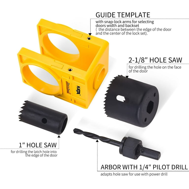Door latch drill guide outlet