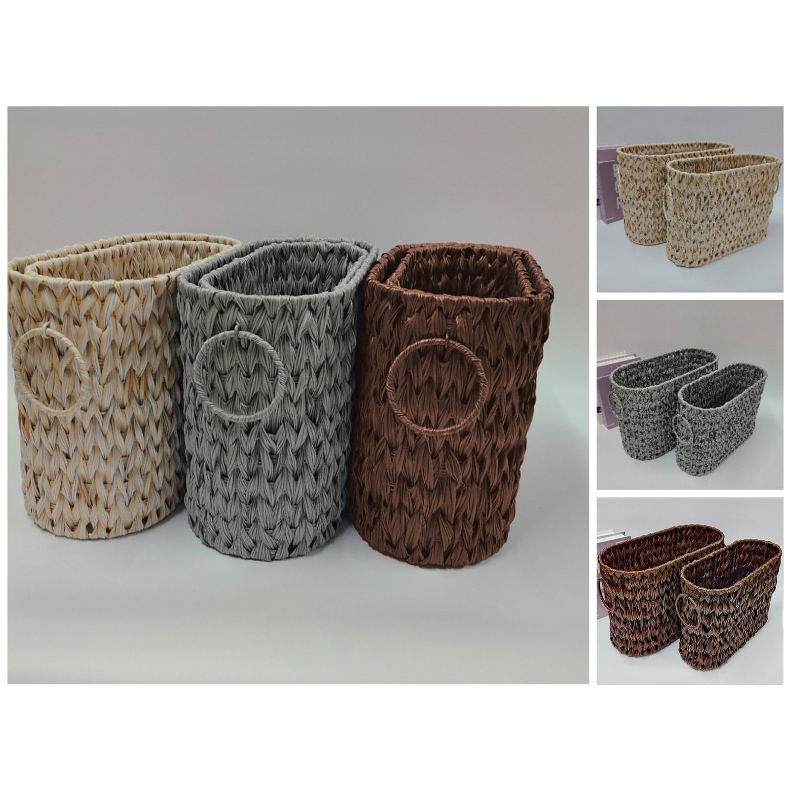 Elegant Wicker Toilet Paper Storage Basket with Lid Narrow Bathroom Organizers for 6 to 9 Rollsl Portable for Closet