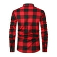 thumbnail image 4 of QHRMKOG Flannel Shirt for Men Loose Fit Full Length Sleeve Button Down Shirt Jacket Winter Warm Fleece-Lined Jacket Fashion Shacket Red S, 4 of 5