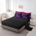 thumbnail image 5 of jejeloiu Geometric Lines Pattern 7-Piece Bedding Comforter Set,Neon Striped Stripe King Bedding Sets,Pink Black Purple Bed Sheets For Teens,Microfiber Bedroom Decor Reversible, 5 of 8