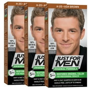 Just Men 5Min H 20 Ash Brown 100% Natural Look Original, 3 Pack