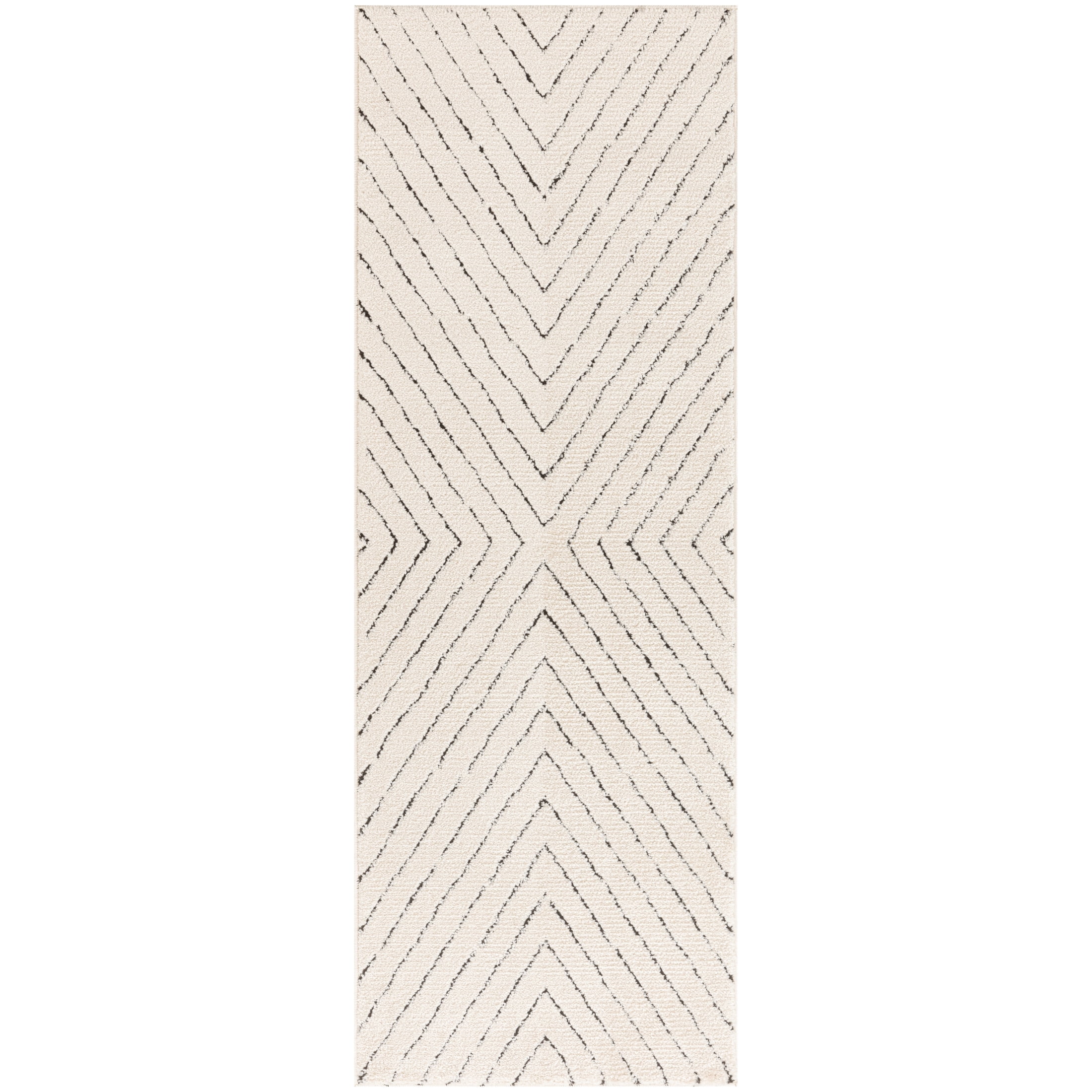 Nourison Cozy Modern 2'2" x 6' Ivory Black Scandinavian Indoor Rug