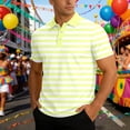 thumbnail image 2 of LPKRT Men Waffle Stripe Short Sleeve Polo Shirt - Breathable Knit Top, Casual Business Tee(Light Yellow-S), 2 of 6