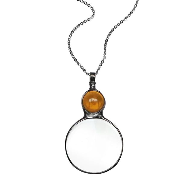 Vintage Crystal Magnifying Glass Necklace Pendants Gift Day GrandmaGift- E7D4