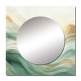 thumbnail image 2 of Designart "Fusion of Gold and Green Tranquil Waves I" Abstract Shapes Square Mirror For Wall Decor - Large Beige Square Mirror Printed Wall Decor - Modern Square Living Room Mirror, 2 of 5
