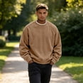 thumbnail image 6 of Mens Loose Crew Neck Pullover Long Sleeve Corduroy Casual Fashion Sweatshirt Daily Streetwear Men Everyday Outfits, 6 of 6