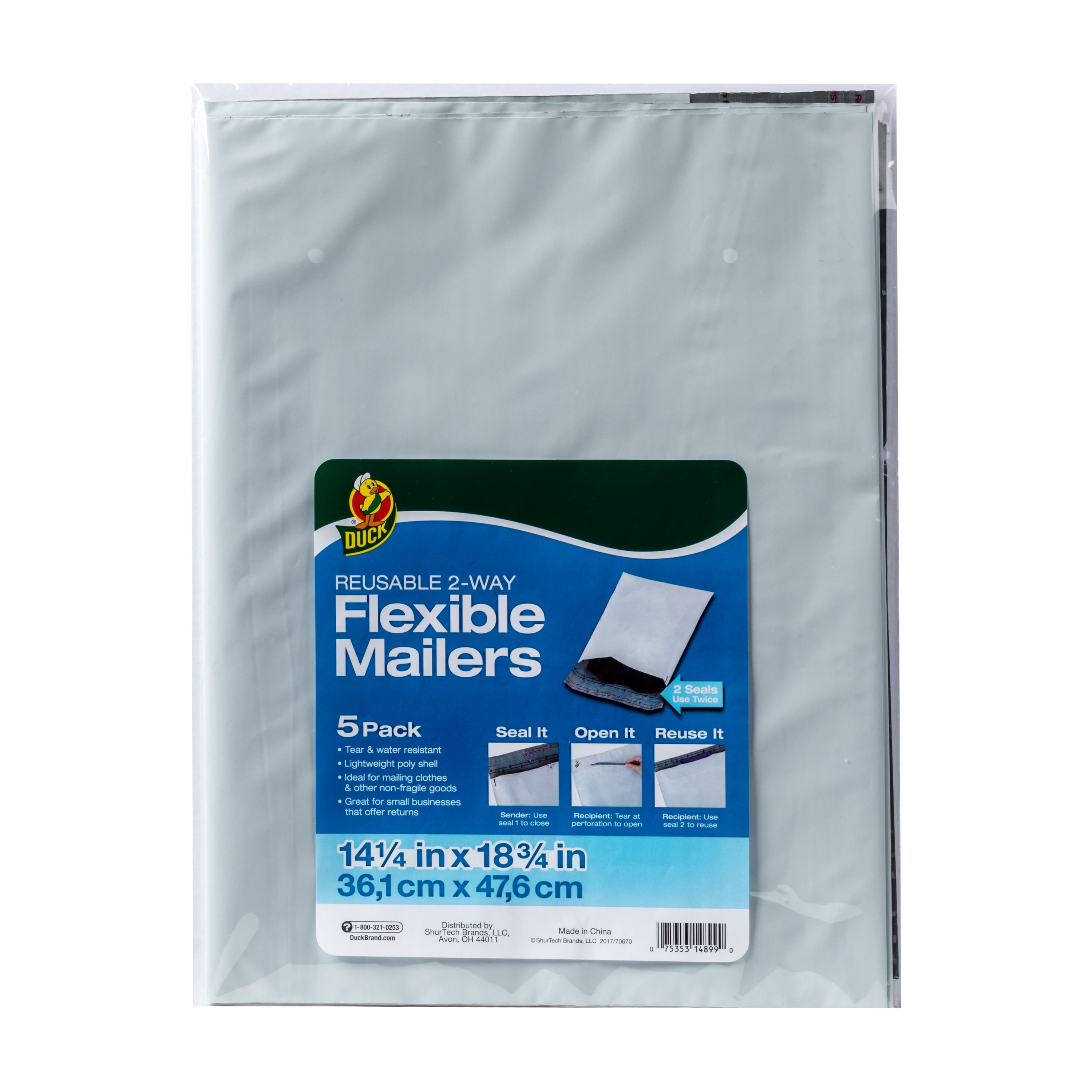 14.25" x 18.75" 2 NEW Duck Brand Re-usable 2-way Flexible Mailers 25 packs 