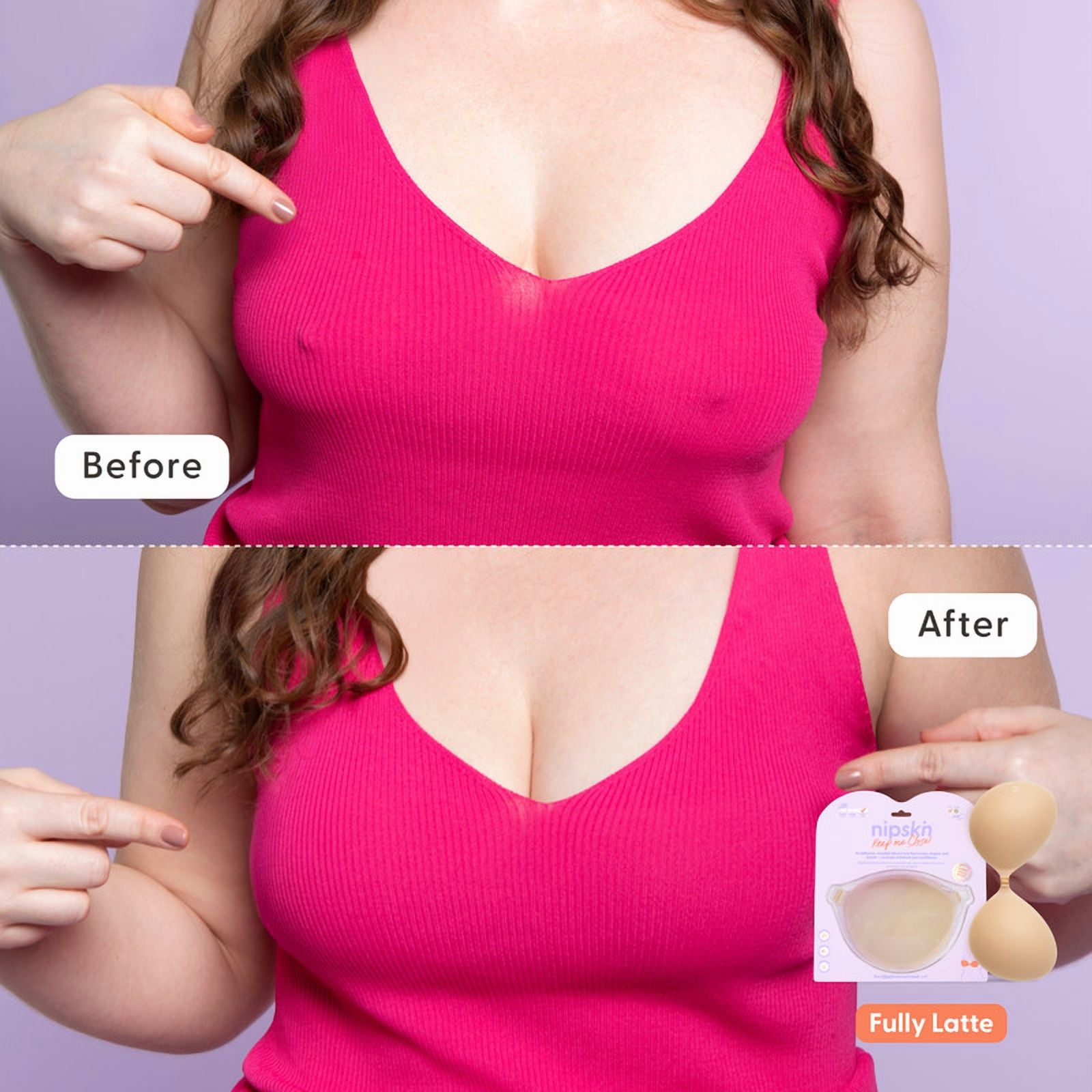 Nipskin Reusable Adhesive Bra for Women, Strapless Silicone Push-Up Bra for Shape and Support, Latte C