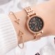 thumbnail image 4 of Ivpai Reloj de cuarzo con correa de aleación y esfera con números romanos para mujer con pulsera (oro rosa negro), 4 of 4