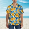 thumbnail image 2 of Pofeuu Blue Ocean Wave Sunflower Print Hawaiian Shirt for Men Sleeves Casual Button Down Summer Beach Dress Shirts T-Shirts,X-Large, 2 of 7