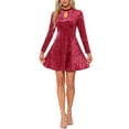thumbnail image 2 of INSPIRE CHIC Vestido de Mujer de Terciopelo con Gargantilla de Cuello de Manga Larga Cintura Alta Vestidos Mini A-Line M Rojo, 2 of 5