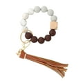 thumbnail image 2 of Wrist Keyring Ornament Anti-Loss Bracelet Keyring Brown - Silicone Key Ring Bracelet, Women Beaded Bangle Keychain Wristlet Leather Tassel, 2 of 6