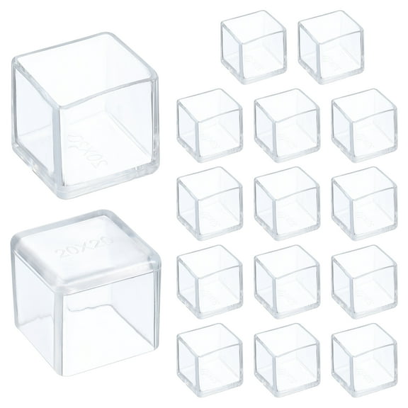 Uxcell 16 Pcs Silicone Chair Leg Floor Protectors 0.8 x 0.8 Inch Non-Slip Chair Leg Caps Covers for Hardwood Floors Reduce Noise and Scratches, Clear