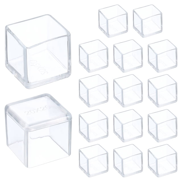 Uxcell 16 Pcs Protectores de Suelo de Silicona para Patas de Silla 0.8 x 0.8 pulgadas Tapas Antideslizantes para Patas de Silla para Pisos de Madera Dura Reducir Ruido y Rasguños, Transparente