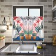 thumbnail image 4 of Yayeee Kitchen Curtains Tier Pair Light Filtering 27"x24" Rod Pocket Short Cafe Window Panel, Flowers and Leaves, 4 of 7