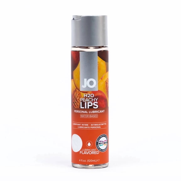 JO H2O Water-Based Personal Lubricant, Smooth and Sugar-Free Edible Lube, Peachy Lips, 4 fl oz