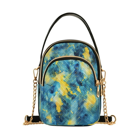 ALAZA Chain Crossbody Bags for Women Blue and Yellow Shoulder Handbag Phone Purse