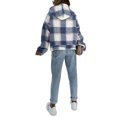 thumbnail image 3 of Veste à Capuche Décontractée pour Femmes à Manches Longues avec Fermeture Éclair, Imprimé à Carreaux, Poches, Chandail en Molleton d'Automne, 3 of 7