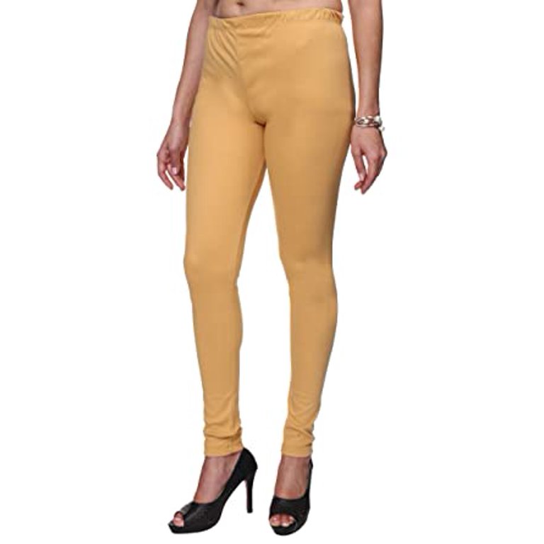 SAI DECORATIVE Woman’s Ultra Soft Cotton Churidar Solid Regular Leggings  Woman & Girls Color:-Beige & Size:-XL