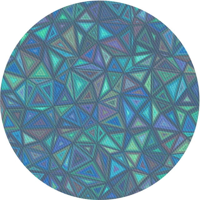 Ahgly Tapis Rond Lavable en Machine Intérieur Transitionnel Bleu, 4 Pieds Rond