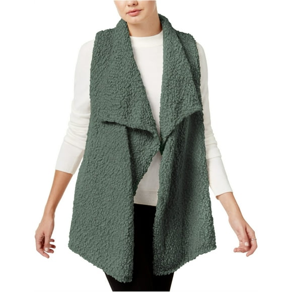 Kensie Womens Fuzzy Fashion Vest, Verde, Mediano