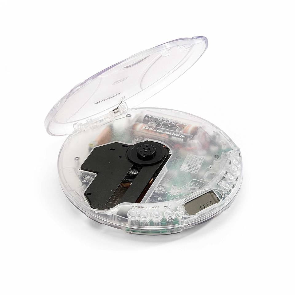 Amp'd Clear Portable Walkman CD Player+ earbuds AM FM Radio With 20 Track Memory