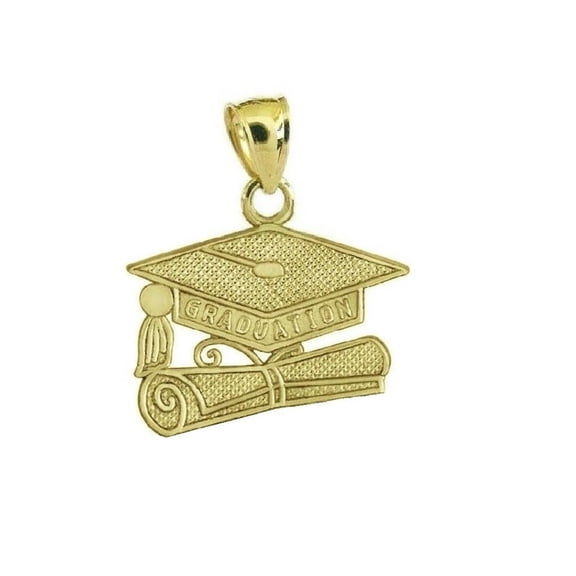 14k Yellow Gold Graduation Cap with Diploma Charm / Pendant