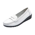 thumbnail image 2 of Miluxas Women's Business Loafers Work Casual Flats Shoes Lightweight Penny Leather Slip On Walking Shoes White 9.5(43), 2 of 9