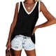 thumbnail image 3 of Guardurnaity Camiseta sin mangas con cuello en V para mujer Camiseta sin mangas de color informal Camiseta sin mangas con bloque Prendas para la parte del cuerpo Negro XXL, 3 of 6