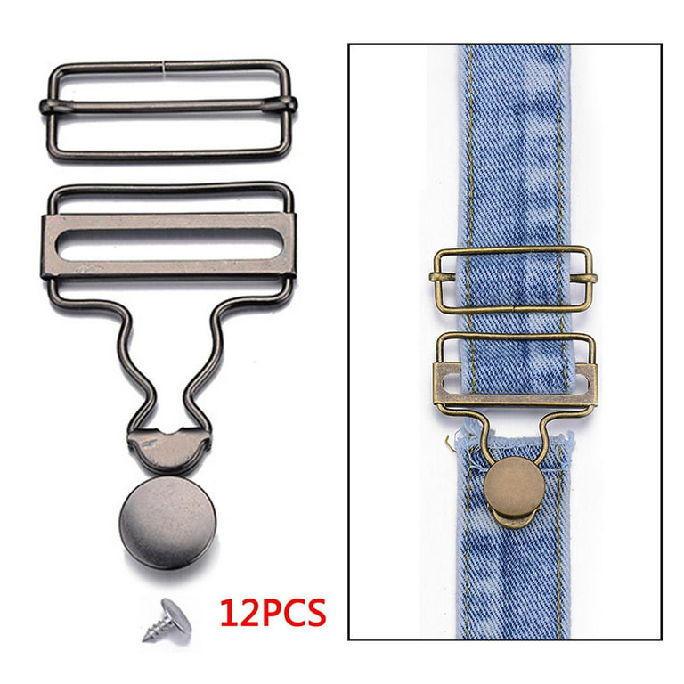 WedDecor Dungaree Clips with Rectangle Buckle, Gold Brace Buckles for  Suspenders and Straps, Fasteners, 40mm (Pack of 2)