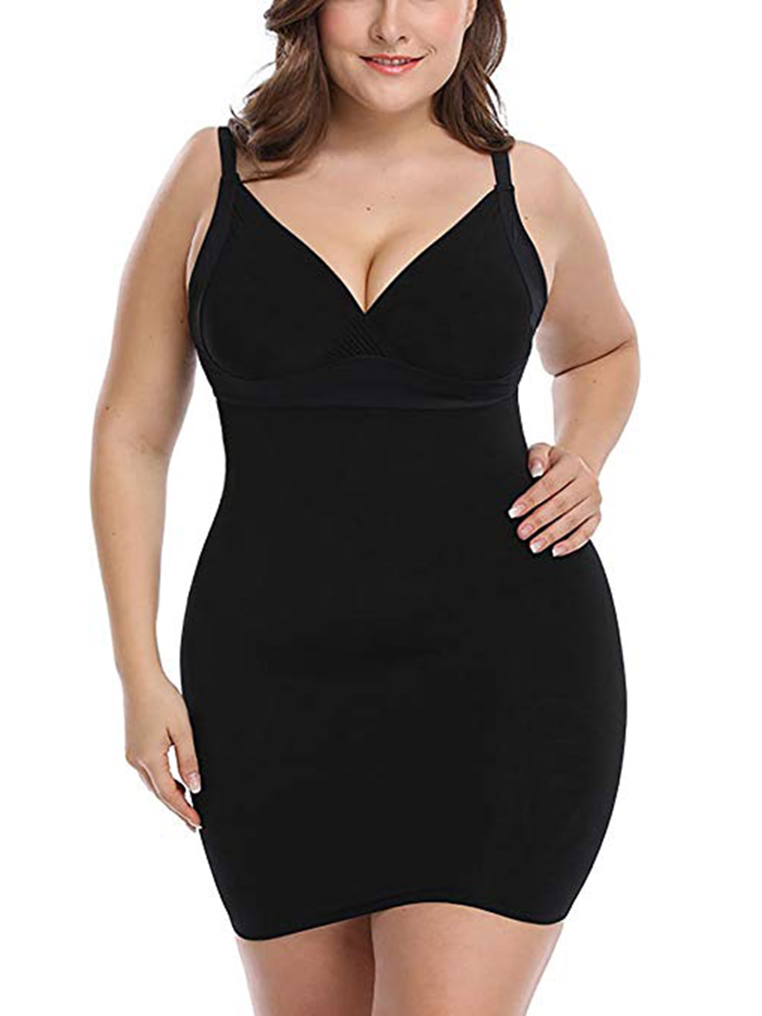 plus size black slip