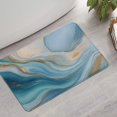 thumbnail image 2 of Blue Marble Gold Wave Pattern Bathroom Rugs Mat,Non Slip Microfiber Bathroom Rug,Rubber Backing,Soft Bathroom Mats for Bathroom Floor,Tub and Shower,17x27in(43x68cm), 2 of 5