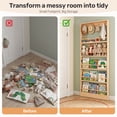 thumbnail image 4 of Sweet Time Behind Door Bookshelf, 5-Tier Wooden Kids Bookcases with Hooks, Behind The Door Storage Organizer Space-Saving Wall Mount Narrow Book Shelf, 4 of 10