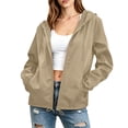 thumbnail image 3 of UDAUDU Lightweight Rain Jacket Women Waterproof Outdoor Windbreaker with Hood Comfort Trench Coat Outdoor Travel Raincoat Beige L, 3 of 10