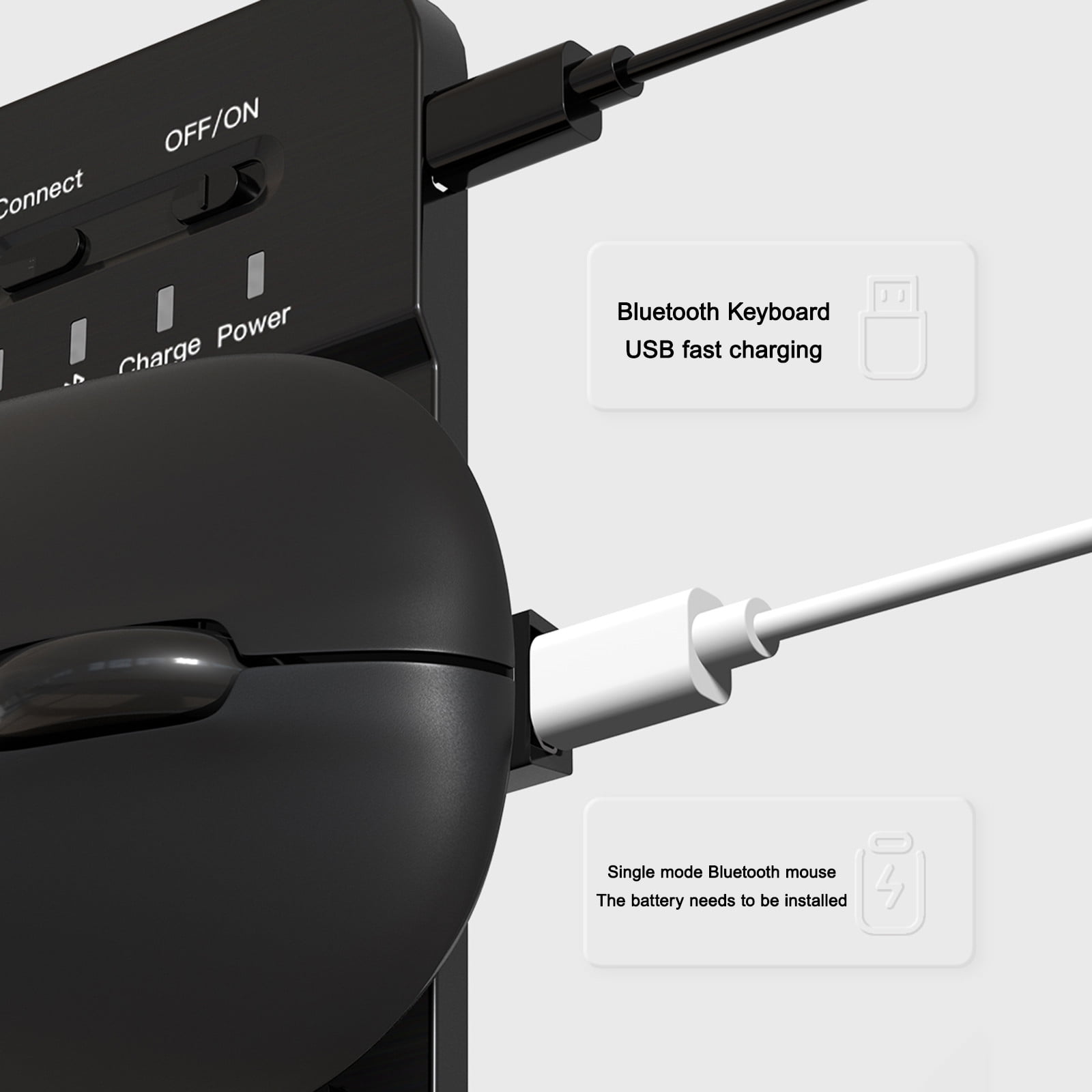 Combo Clavier Et Souris Sans Fil - Connexion 2.4GHz, Clavier Slim 64 Touches, Souris 1200 DPI, Pour PC