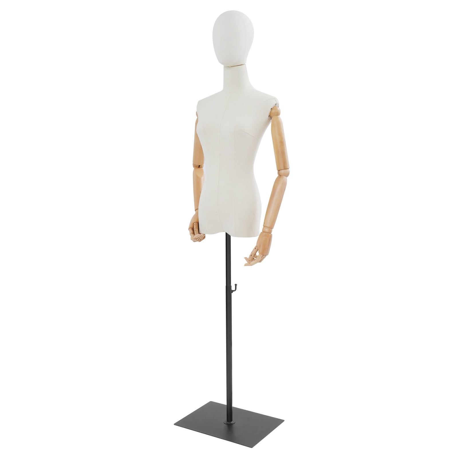 Female Mannequin, Female Dress Form Display, Adjustable Height（White + Wood Color + Black）