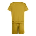 thumbnail image 3 of Kagetolytai Suits Ladies Casual Fashion Sexy Round Neck Short Sleeve Textured Fabric Shorts Set 2 Piece Sets for Women Yellow M, 3 of 5
