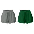 thumbnail image 1 of (2-Pack) Rinsvye Shorts for Women Casual Summer Shorts for Women Elastic Waist Drawstring Yoga Workout Shorts for Women Shorts Comfy Stretch Lace Workout Shorts Women Trim Beach Linen Ruffle Shorts, 1 of 6
