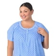 thumbnail image 3 of Aria Women's 100% Cotton Raglan Sleeve Smocked Neck Sleepwear 40" Gown, Sizes XS-5X, 3 of 11