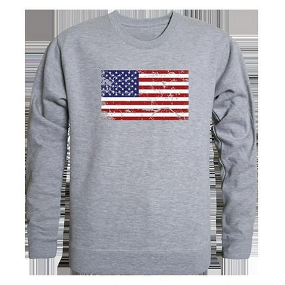 US Flag 2 Graphic Crewneck Sweatshirt, Heather Grey - Small