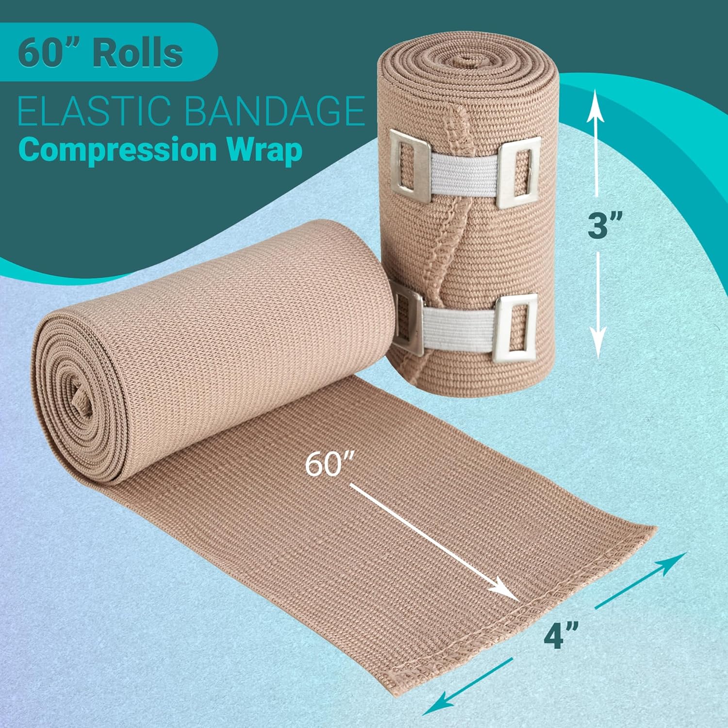 MEDca Elastic Compression Bandage Wrap (Set of 200) with Hooks - 2" x 5 Ft (100 Rolls) & 3" x 5 Ft (100 Rolls) - Reusable Athletic Support Tape for Sprains & Injuries