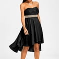 thumbnail image 2 of Gibobby Vestidos para Mujer Casuales Vestido de fiesta Irregular fuera del hombro Cintura Mujeres Bandeau Vestido de gasa Vestido de mujer completo(Negro,M), 2 of 5