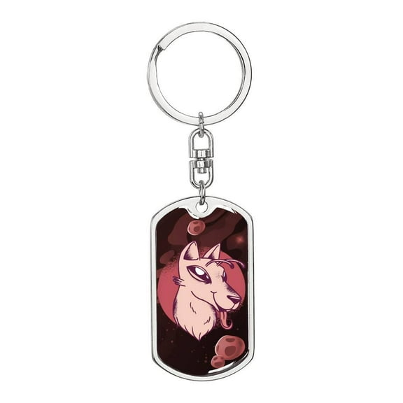 Alien Stainless Steel or 18k Gold Premium Swivel Dog Tag Keychain